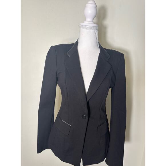 White House Black Market Black Mini Skirt and Jacket Set Sz 4 - Picture 3 of 4